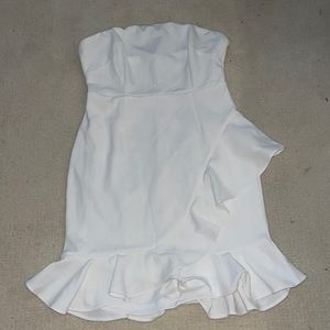 white ruffle mini dress